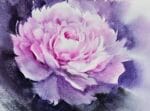 تابلو نقاشی آبرنگ مجموعه گل ها با گل بنفش صورتی با طراحی لطیف و اجرای دست‌ساز. سایز ۱۵ در ۲۲ سانتی‌متر، بدون قاب