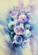 تابلو آبرنگ مجموعه گل ها با طراحی دست‌ساز، مدل مجموعه گل‌ها، مناسب برای دکوراسیون خانه و اتاق نشیمن
